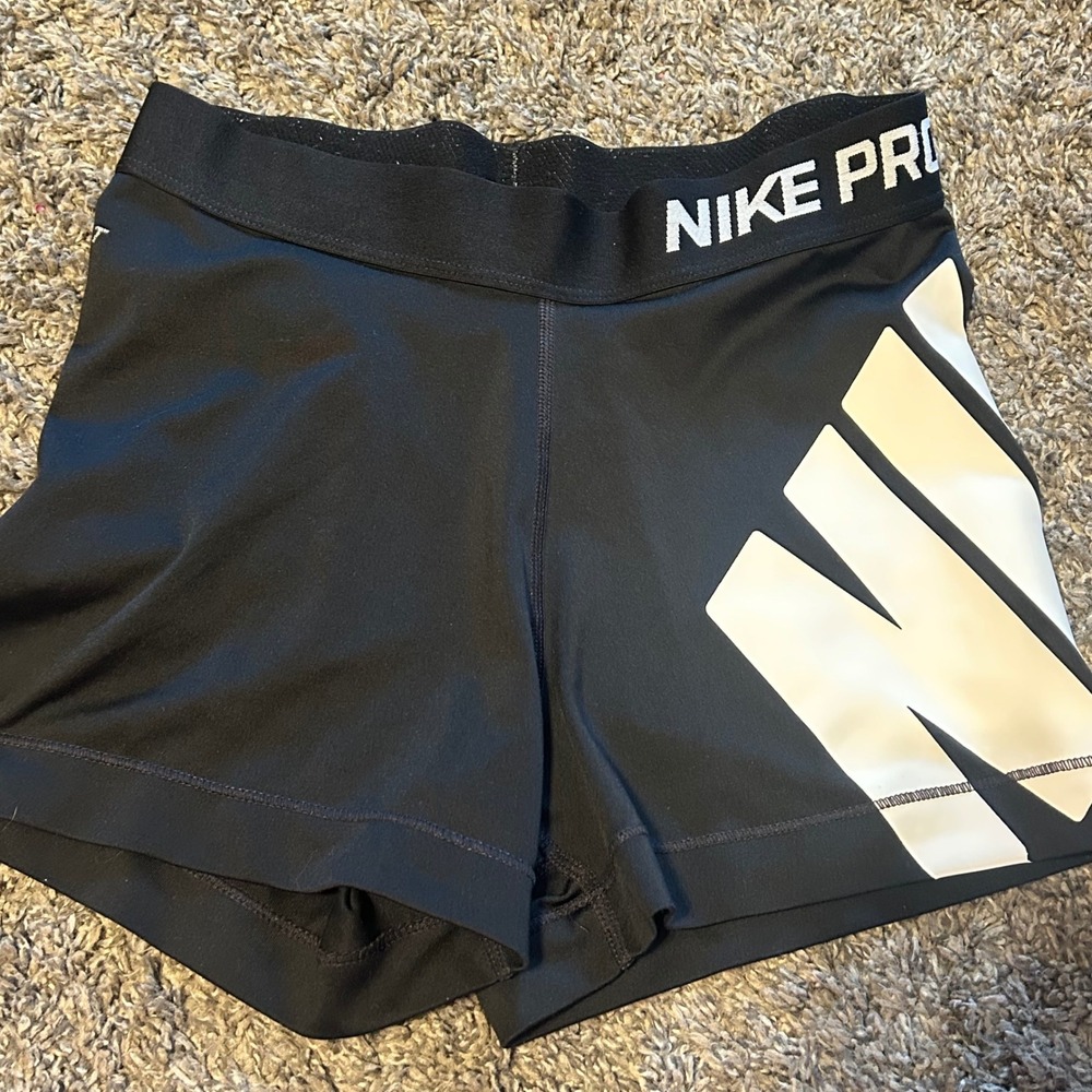 Nike Pro Dri-FIT Shorts Womens Small Black White Graphic Compression Spandex